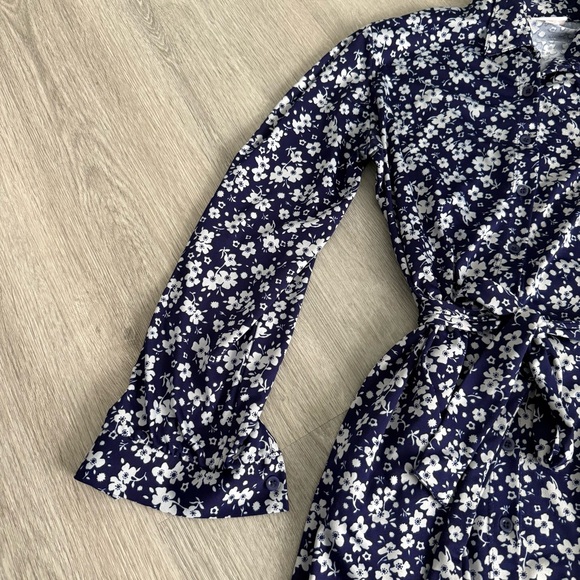 Navy Floral Wrap Dress - Picture 4 of 5